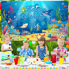 Under the Sea Birthday Banner Ocean Animal Party Decorations Birthday Photo Back