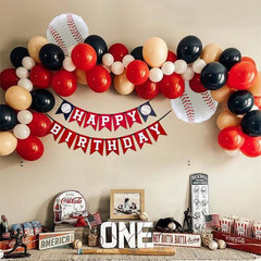 Baseball Birthday Banner,Baseball Party 4.7 inches x 6.6 inches, Red