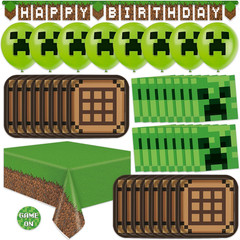 Minecraft Birthday Decorations – Serves 16 | Party Supplies: Minecraft Balloons,