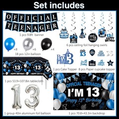 13th Decorations for Boys, 37Pcs 13 Boy Decorations Official Teenager Banner …