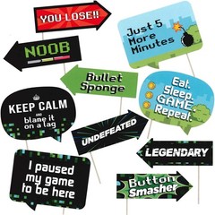 Video Game Party Decoration Kit – Includes Photography Backdrop & 10 Studio Self