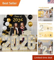3FT Graduation Decorations 2026, Class of 2026 Light up Numbers with Yellow L…