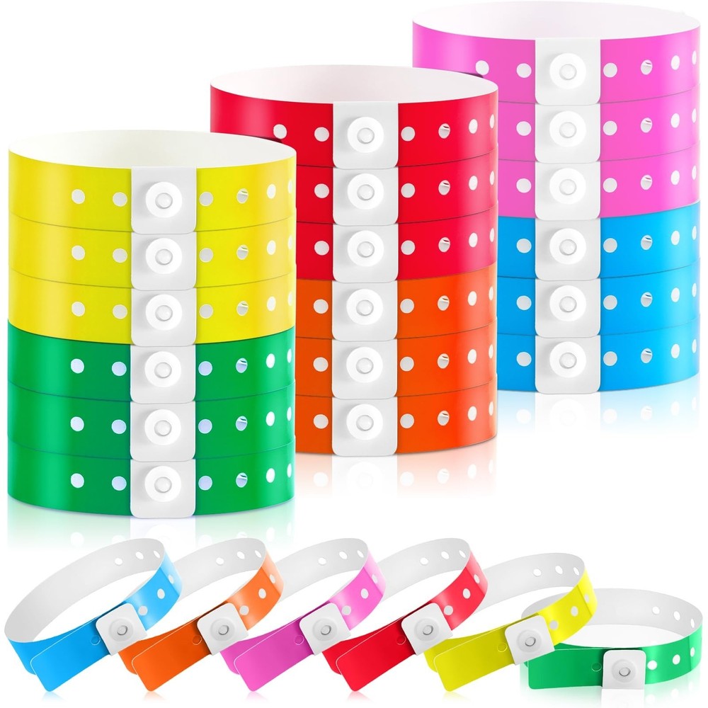 Henoyso 300 Pcs Plastic Wristbands for Events Vinyl Plastic Bracelet Wristban…