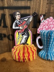 10 VINTAGE BEISTLE ROCK AND ROLL ART-TISSUE CENTERPIECE DIE-CUT