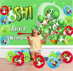 Yoshi Birthday Decorations Party Supplies Set Plates Balloon Cake Toppers Banner