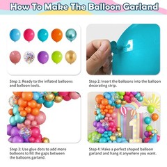 Multicolor Summer Balloon Arch Kit, Assorted Color Blue Purple Orange Green P…