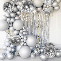 24 PCS Disco Ball Balloons Different Sizes- 4D Large Disco Balloons 10 Inch 15 I