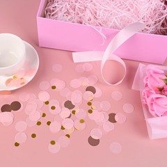 1 Inch Pink Rose Gold Mixed Round Tissue Paper Confetti Dots 1.76oz Decor