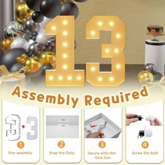 4FT Light Up Numbers Marquee 13th Birthday Decorations Large Foam Board DIY Kit