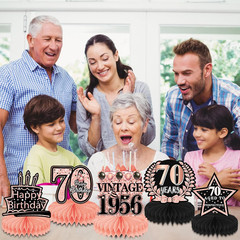 70Th Birthday Decorations for Women – 9Pcs Rose Gold 70 Years 1956 Birthday Part