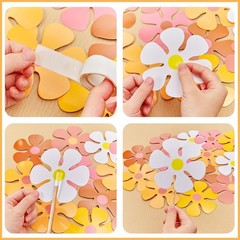 Retro Flower Cutouts Daisy Decor Hippie Paper Cutouts for Birthday