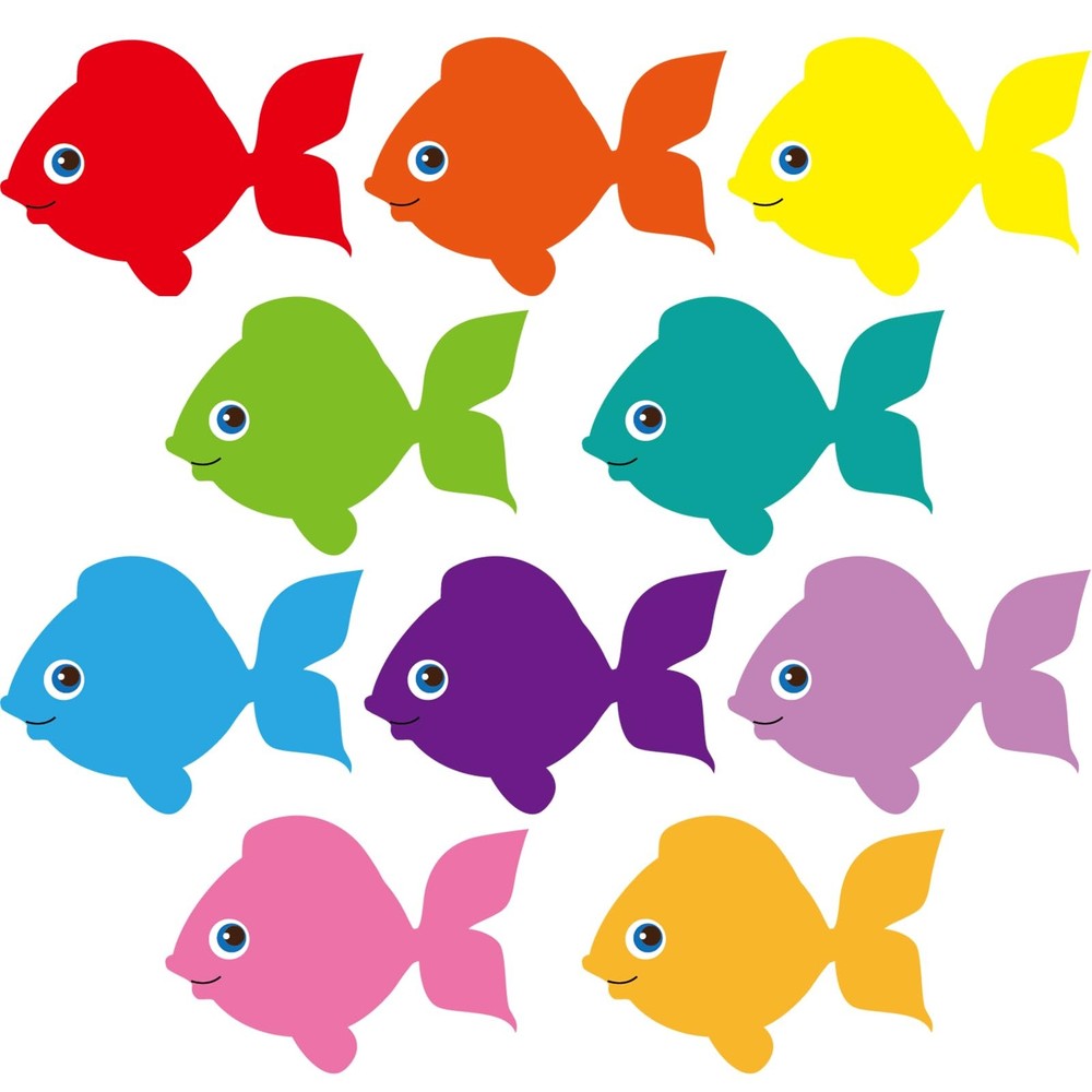 Fish Paper Cutouts Bulletin Board Decorations Colorful 6 Inch 200 PCS