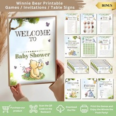 Classic Pooh Theme Party Decorations – Tablecloth, Toppers