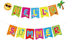 Hello Summer Banner Colorful Summer Party Decorations Garland for Office Home Ma