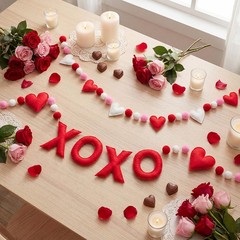2pcs Valentine Garland Felt 3D Heart Ball Pompom Garland Red White Pom Pom Ba…