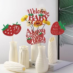 12 PCS Strawberry Baby Shower Centerpiece Sticks Berry Sweet Theme Decoration