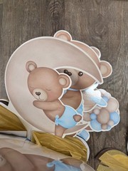 We Can Bearly Wait Baby Boy Brown Blue Shower Party Decor Banner Cake ToppersSet