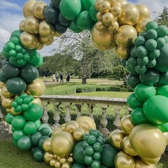 Lukiituke Green and Gold Balloons, 75PCS Dark Green Balloons, Gold Latex Ball…