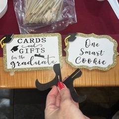 Graduation Party Gold Black She Believed She Could Napkins, Cupcake Picks Signs