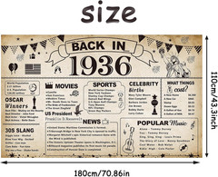DARUNAXY 90th Birthday Party Decorations, Vintage Back in 1936 Banner 90 Year…