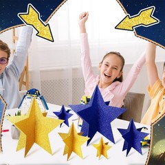 Sinload 45 Pcs 3D Glitter Star Decorations Back To School Work Stars