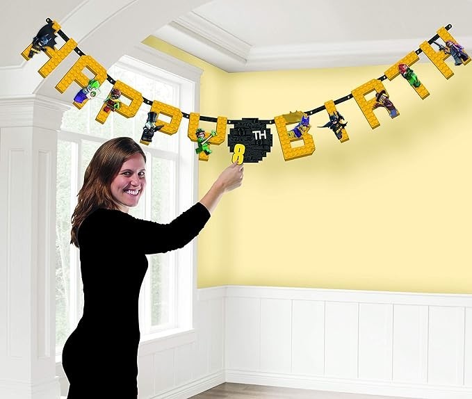 BATMAN LEGO ADD AN AGE LETTER BIRTHDAY BANNER PARTY SUPPLIES DECORATION