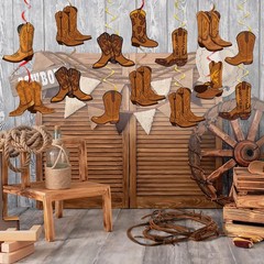 Western Cowboy Party Decorations Themed Hanging Swirls Ceiling Streamer Prop