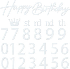White Happy Birthday Backdrop Sign with Custom Age Numbers and Glitter Letters