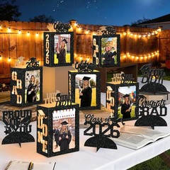 10 Pcs 2026 Graduation Table Decorations Boxes Black Photo Display Graduation…