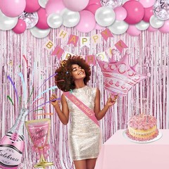 Party Spot! 103 pcs Pink Birthday Decorations, Pink Decorations for Party, Ba…