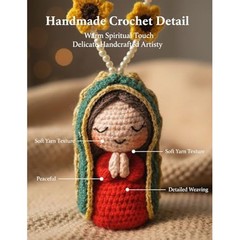 Mary Car Charm Yarn Bead Statue Handcrafted Yarn And Bead Construction