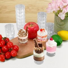 2 oz Mini Dessert Cups, 80 Pack Clear Plastic Wine Glasses, Disposable Desser…