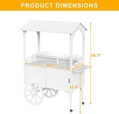 Candy Cart Party Cake Stand Dessert Cart W/ Wheels & Storage Cabinet Wedding