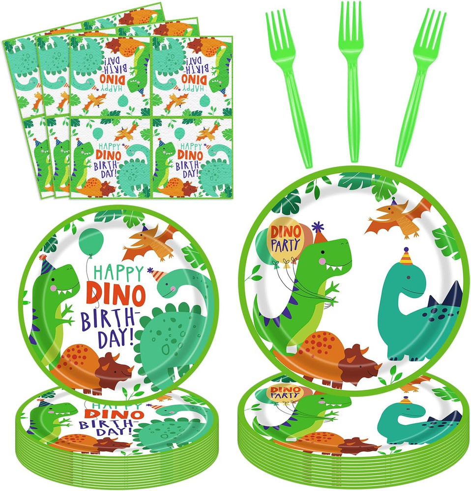 160 Pack Dinosaur Birthday Party Supplies Set Dinosaur Themed Tableware Set Dino