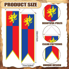 4 Ft Medieval Fantasy Pull-Down Banner with Lion Design Hanging Party Bunting Ba
