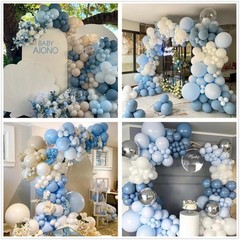 412Pcs Dusty Blue White Sand Balloon Arch Garland Kit,18 12 10 5 Inch Slate F…