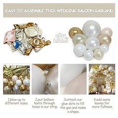 White Gold Balloon Arch Kit, Double Stuffed Gold and White Balloons Latex Nud…