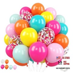 Rainbow BalloonsS 12 Inch Colorful Yellow Green Hot Pink 50PC Pink and Green