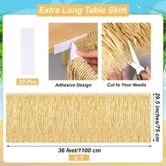 Grass Table Skirt Roll 36 Feet x 29.5 Inch Fringe Banner Natural Hawaiian Straw