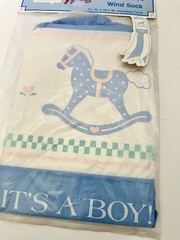 Vintage Hallmark Windsock “It’s A Boy” Baby Shower Announcement Nylon 4.5”x30”