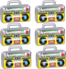 6 Pack Inflatable Boombox 80s 90s Party Decorations Hip Hop Retro Costume Props!