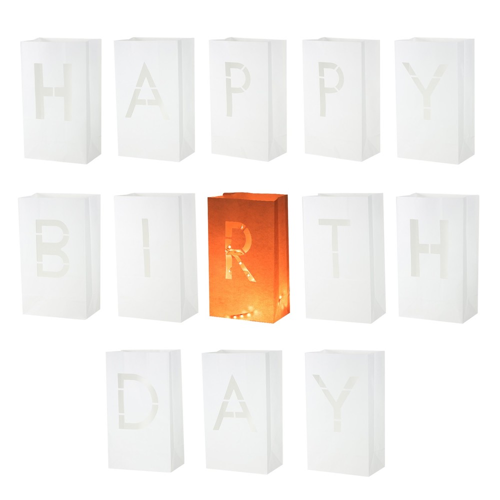 White Paper Luminary Bags Birthday Flame Resistant Candle Bags