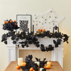 2 Pack Halloween Garlands Black Maple Leaf Garland 13Ft Black Hanging Vines f…