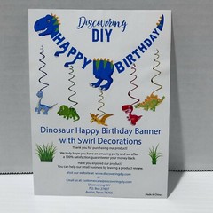 Dinosaur «Happy Birthday» Banner & 15 Pre-Assembled Dino & Swirl Decorations DIY