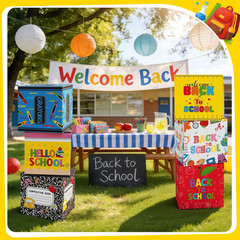 6 Pcs Back to School Decorations Box First Day of School Party Decor 11.8» Cray