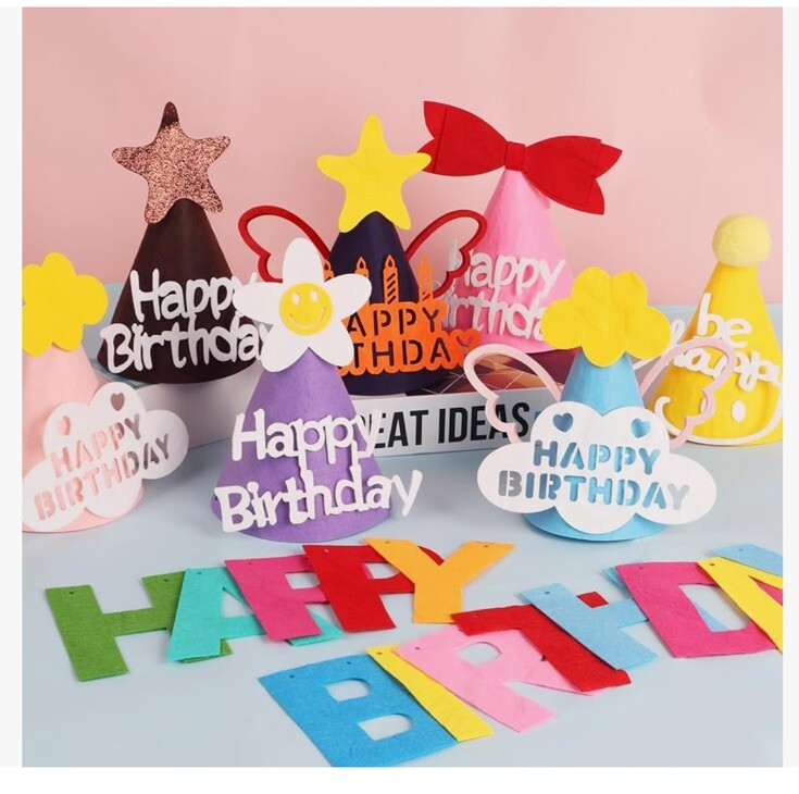 Birthday Decoration Set Multi DIY Hat And Banner Girls And Boys Men Women