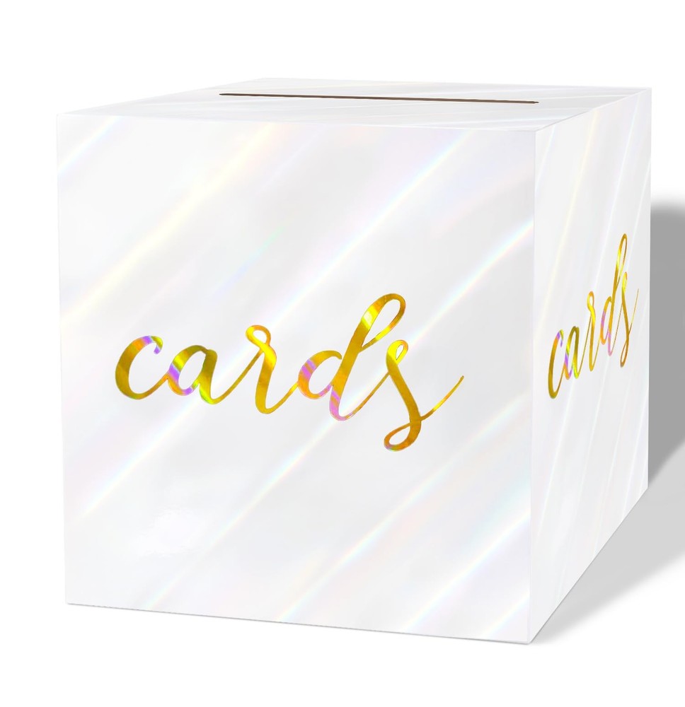 SietDESEO 9 Inch Black Graduation Card Box, White Gold Foil Gift Box