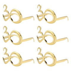 6-Pack Birthday Glasses with Rhinestones, 30th Photo Booth Props [Gold]