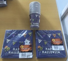 ICELAND LIMITED EDITION HALLOWEEN BLUE SPOOKY GHOST PARTY CUPS & 2 X NAPKINS NEW