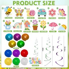 52 Pcs Spring Hanging Swirls Set Spring Party Decorations Large Multi-colored